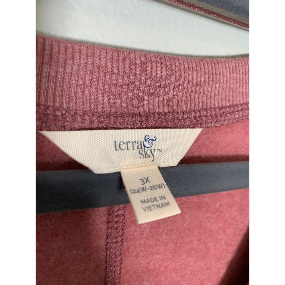NEW Terra & Sky Sweatshirt Dress Women 3X Pink V-Neck Long Sleeve Pockets - Picture 5 of 10